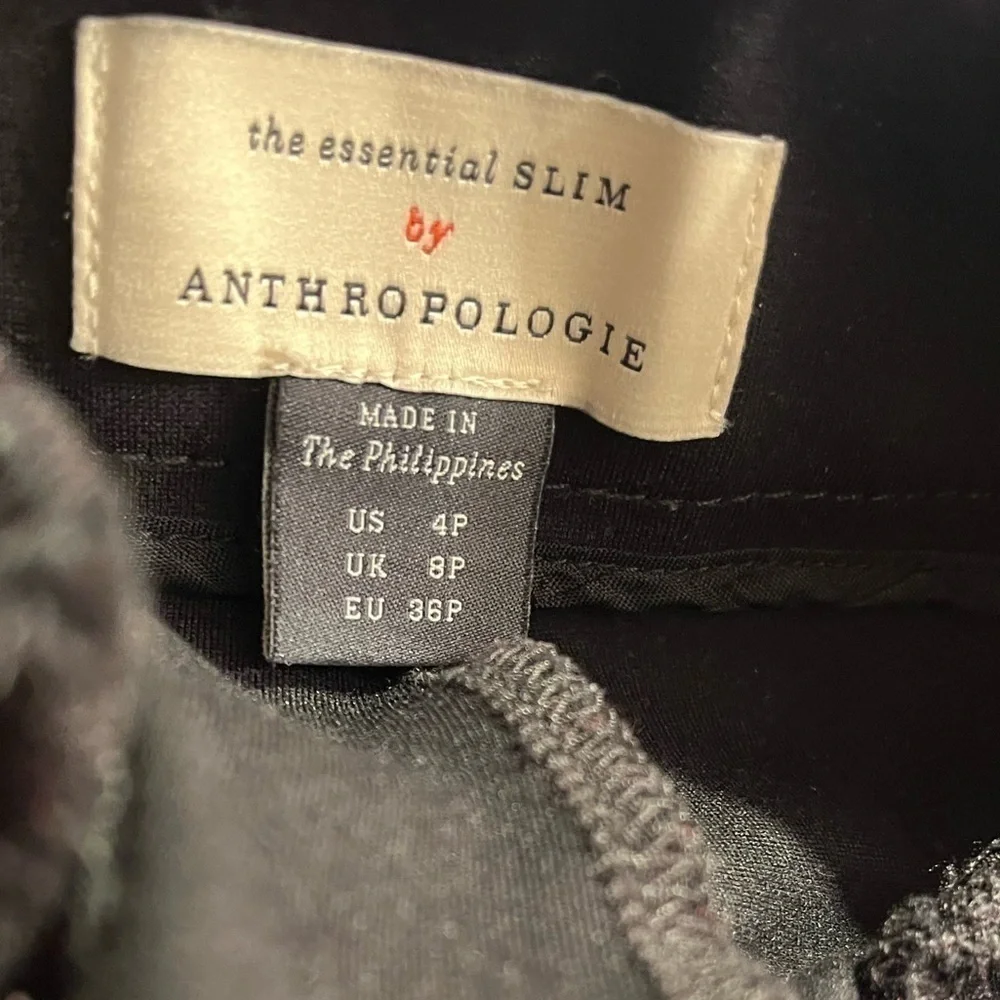 Anthropologie Black The Essential Slim Zipper Bottom Pants Az 4P EUC